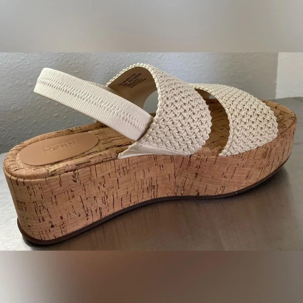 Women's Cream Woven Platform Slingback Sandals - Picture 2 of 8